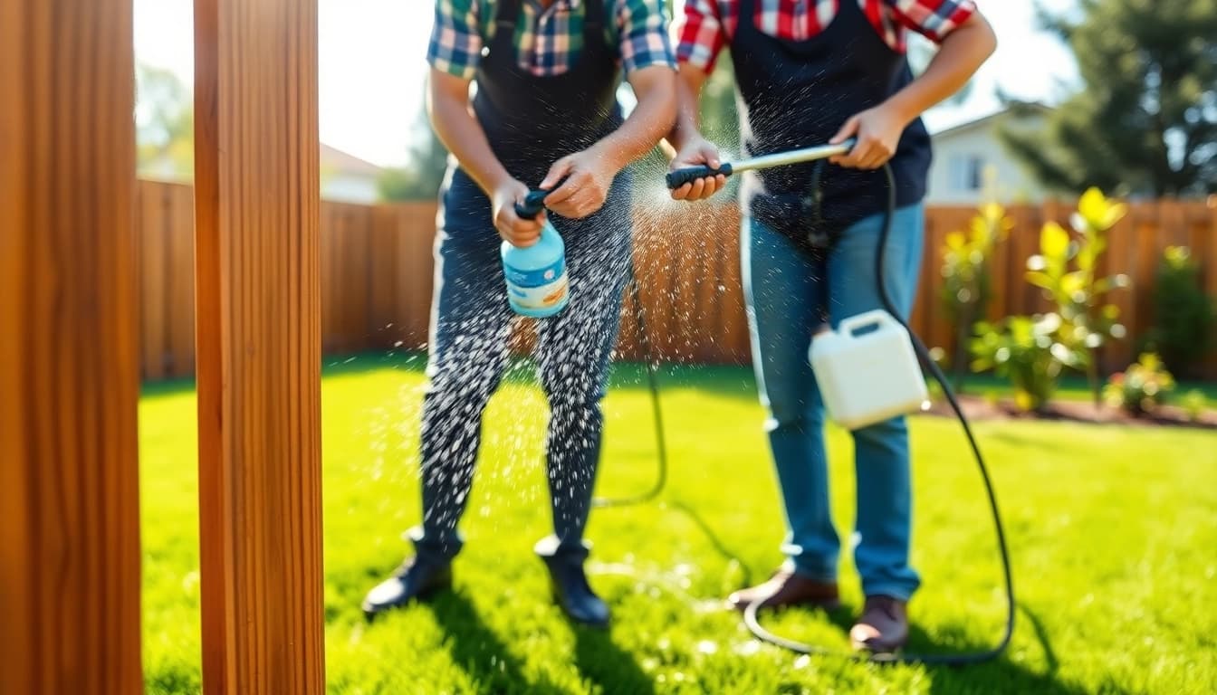 Fence Cleaning service in action, showcasing eco-friendly methods and a pristine backyard.