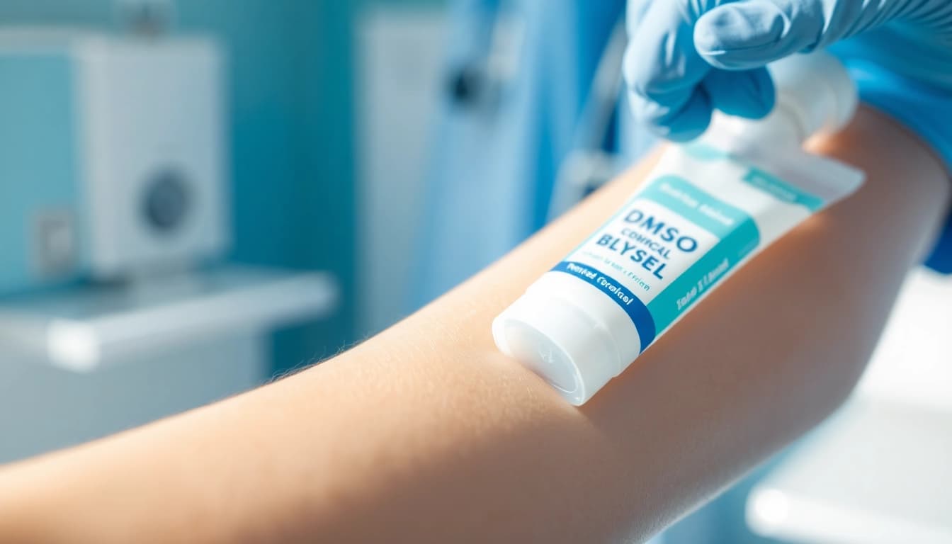 Apply dmso gel to relieve pain and inflammation, emphasizing smooth texture and clear application.