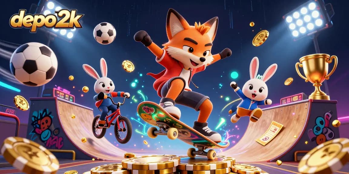 Mainkan permainan slot dan tarik keuntungan dengan depo 2k yang praktis dan cepat, sambil beraksi dengan karakter menarik dalam ilustrasi 3D.