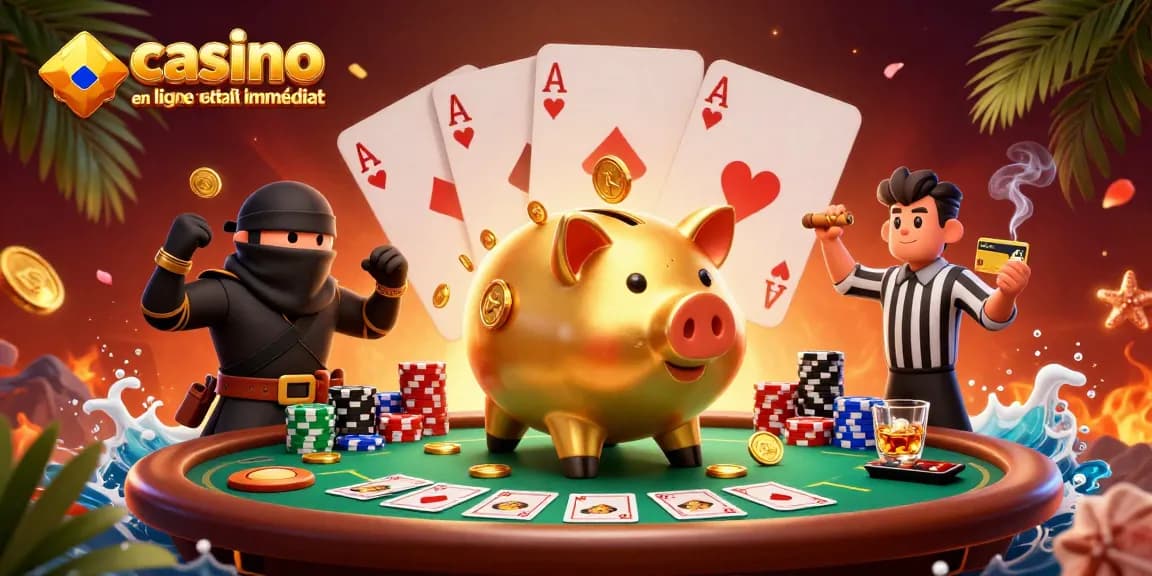 Visuel représentant un pugilat amical entre un sumo en médailles, un ninja et un samouraï au casino en ligne retrait immédiat.