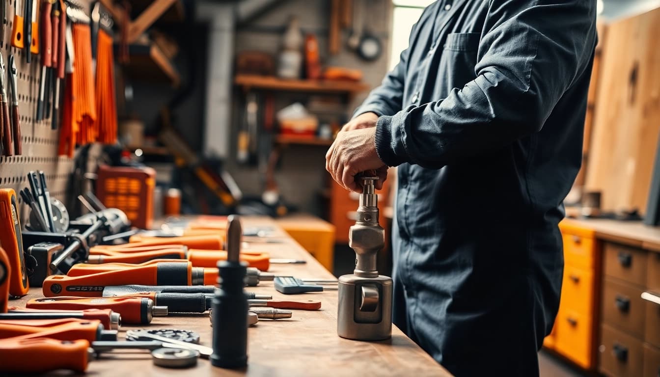 Attrezzi beta displayed in a professional workshop where a technician skillfully uses them.