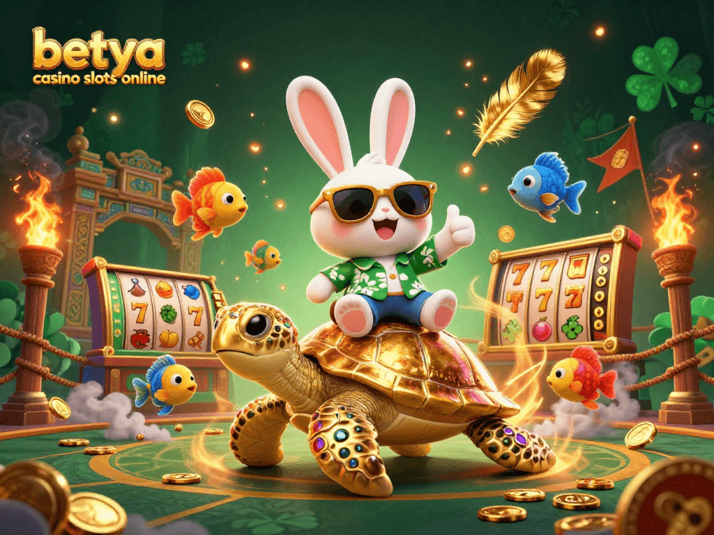 Experience excitement with betya casino slots online featuring a lucky rabbit and golden sea turtle in action.