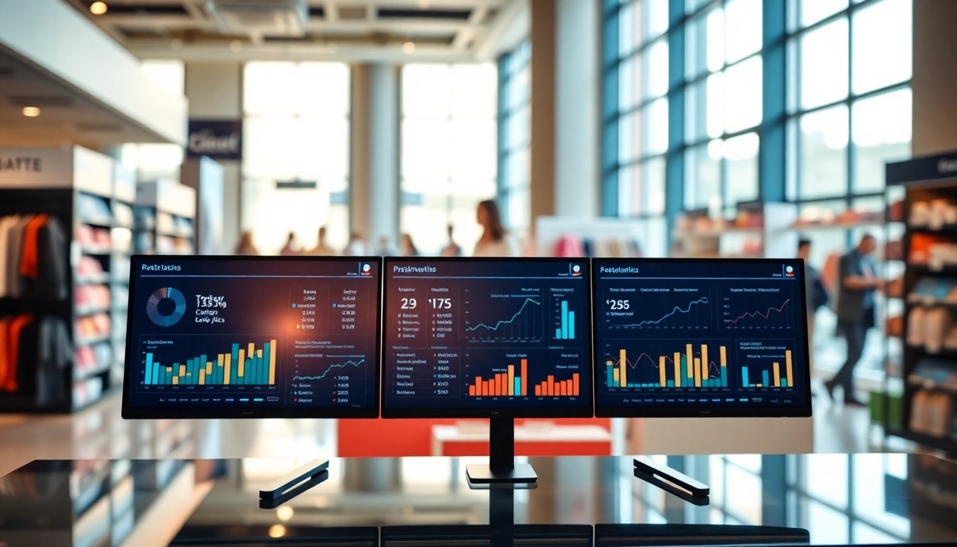 Dynamic retail video analytics insights displayed in a modern retail environment.