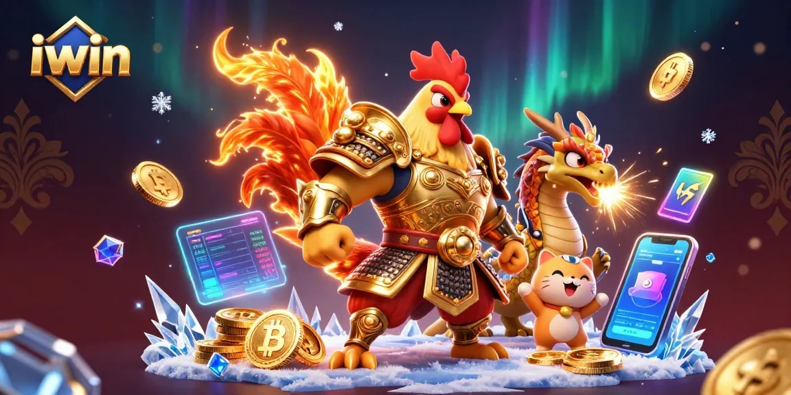 Engage with iwin's thrilling casino adventure featuring warriors, dragons, and crypto elements.