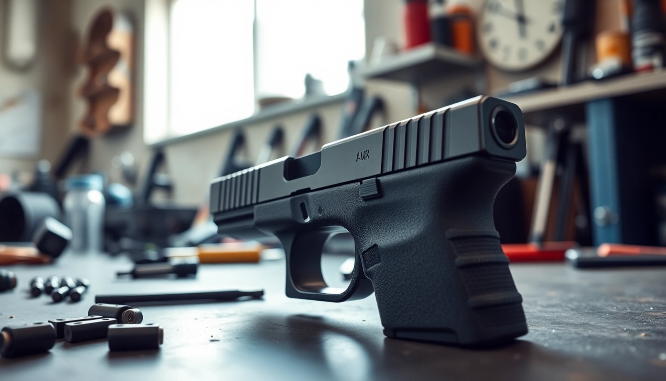 Showcasing the glock 17 slide oem in a precision-engineered workshop environment.