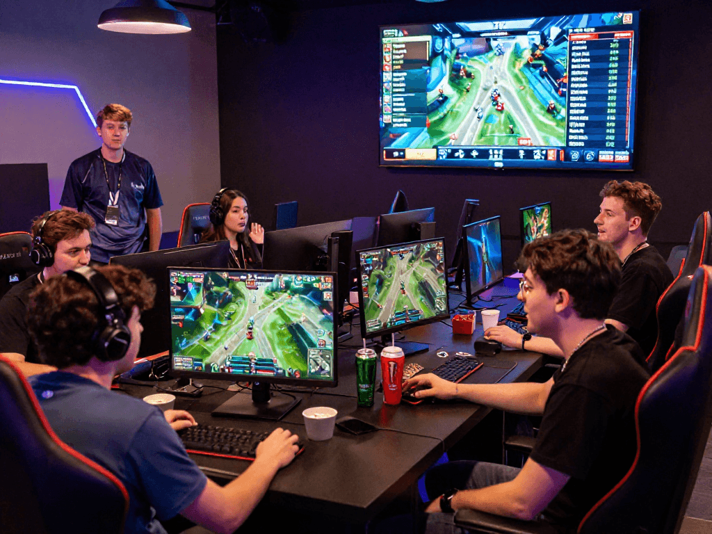 Dynamic esports betting scene showcasing enthusiastic players at esportspro.games.