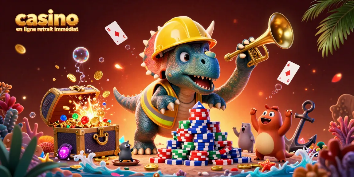 Visez un casino en ligne retrait immédiat avec une illustration colorée de dinosaures dans des éléments de jeu.