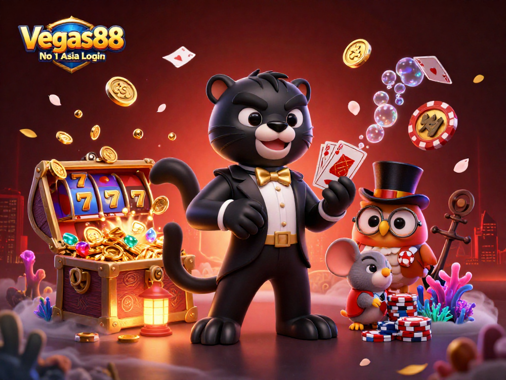Experience the thrill of Vegas88 No 1 Asia Login with stylish characters and rich casino symbols.