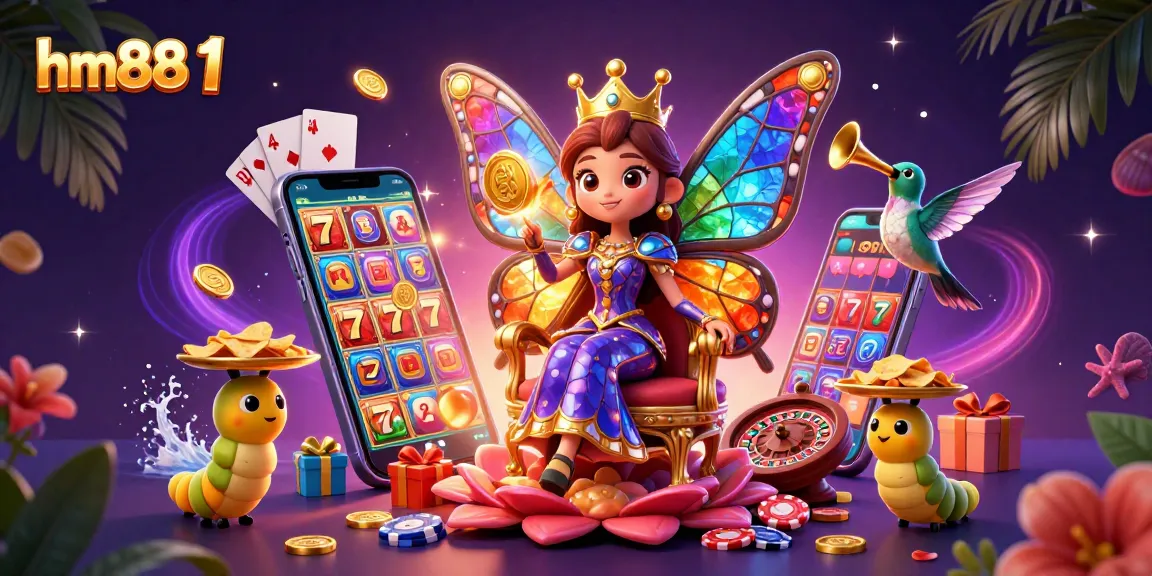 Engage with thrilling slots at hm88 1 featuring vibrant 3D characters and casino elements.