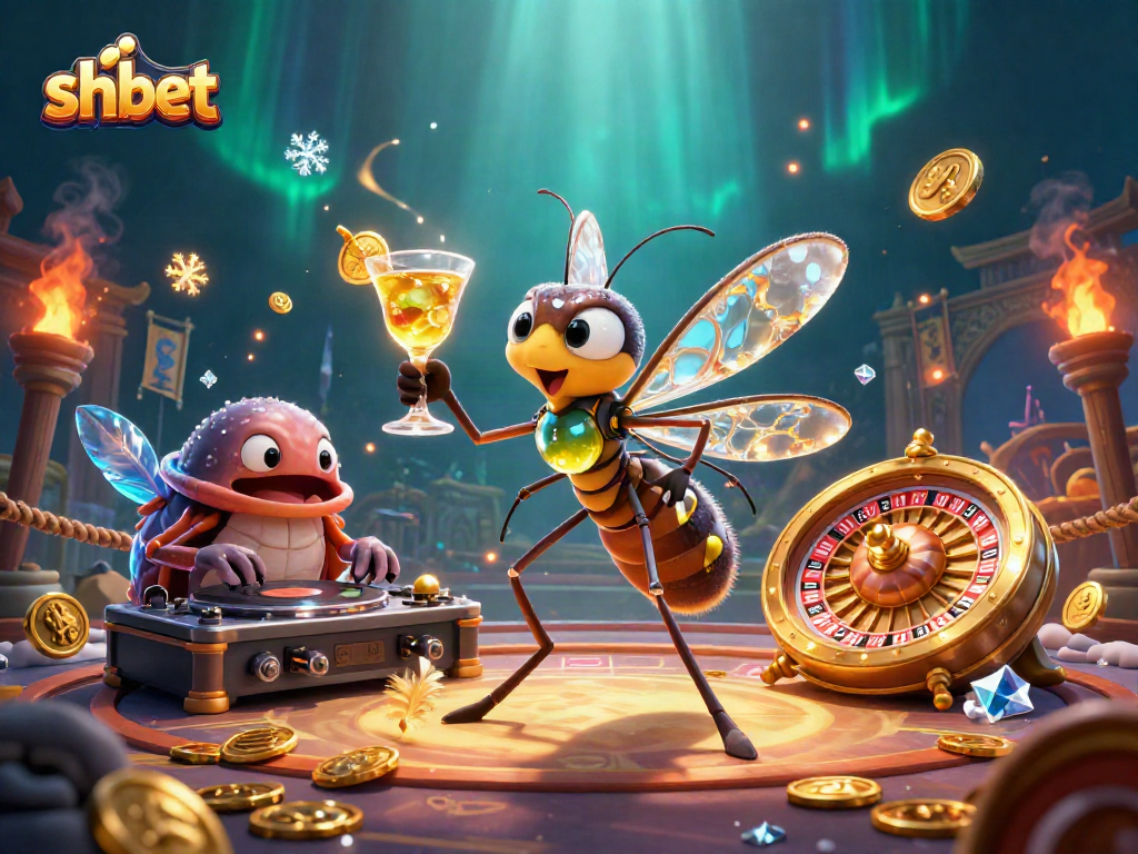 Engage with shbet's dynamic casino scene featuring a unique frozen mosquito mascot.
