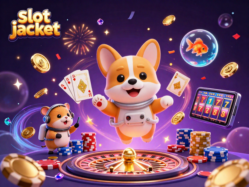 Experience the excitement of the slot jackpot with a lively illustration of a corgi astronaut amid playful casino elements.