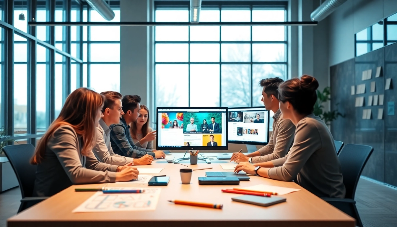 Innovative team creating web design edmonton projects in a vibrant studio.