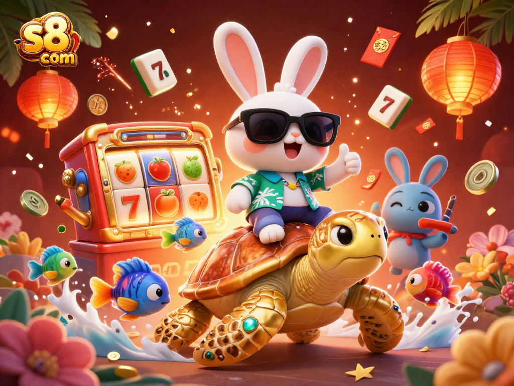 Engage with S8 com's vibrant casino atmosphere featuring whimsical characters and dynamic gaming elements.