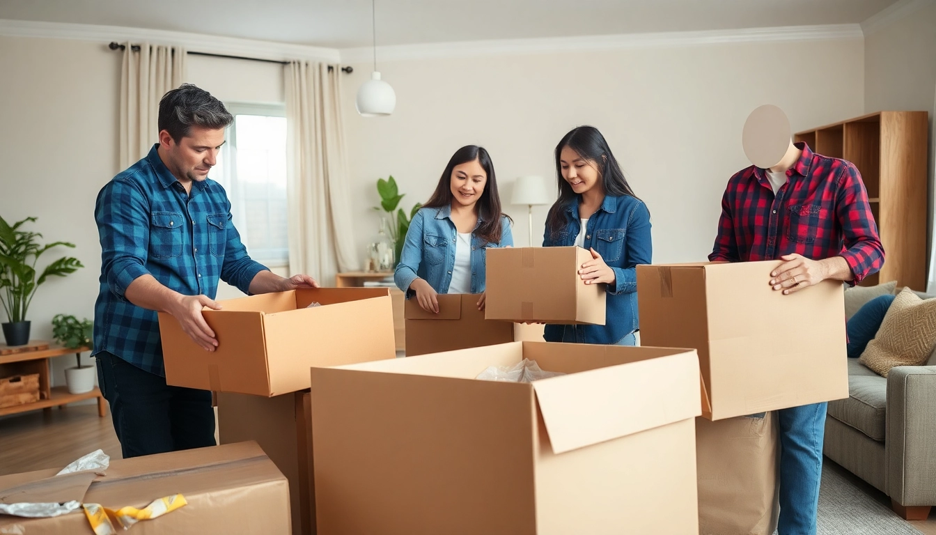 Utilizing Professional Packing Services, a team efficiently packs household items for a safe move.