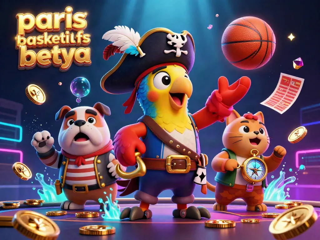 Engage in betting action with paris sportifs basketball betya, showcasing a vibrant 3D illustration of characters in a sports betting scene.