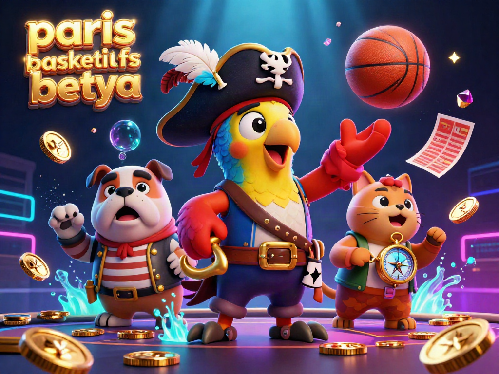 Engage in betting action with paris sportifs basketball betya, showcasing a vibrant 3D illustration of characters in a sports betting scene.