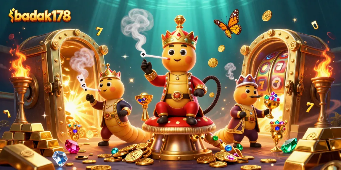Engage with badak178's dynamic slots experience featuring a whimsical caterpillar and gold treasures.