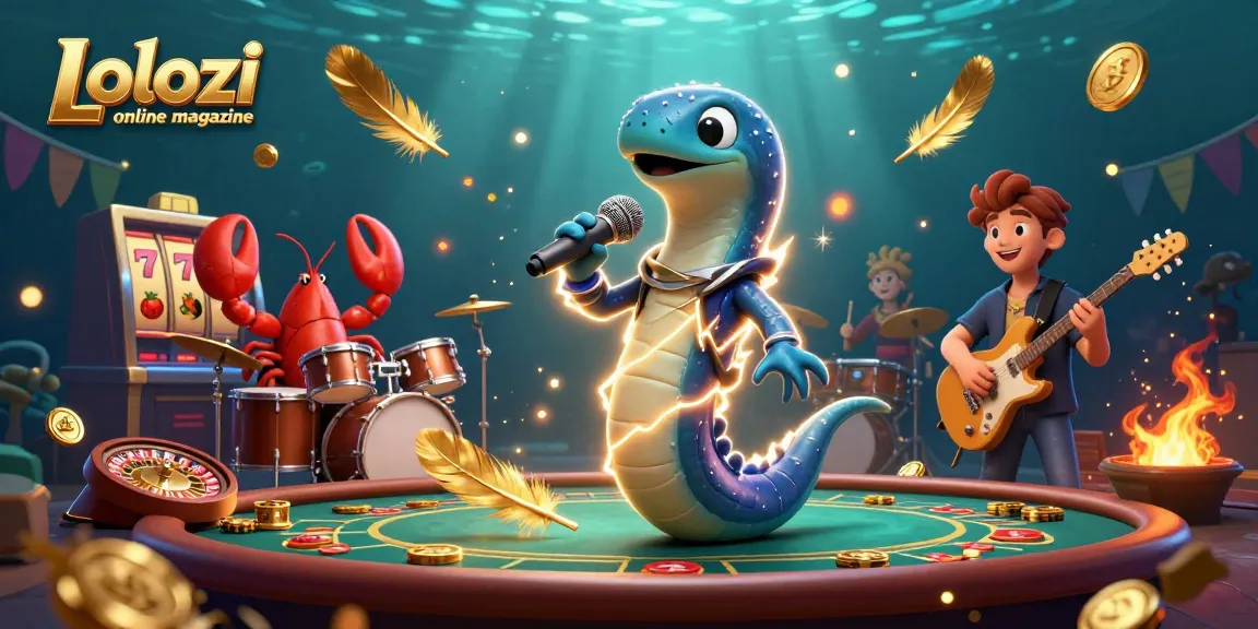 Lolozi online magazine showcases a lively underwater casino scene with a DJ eel and colorful gaming elements.
