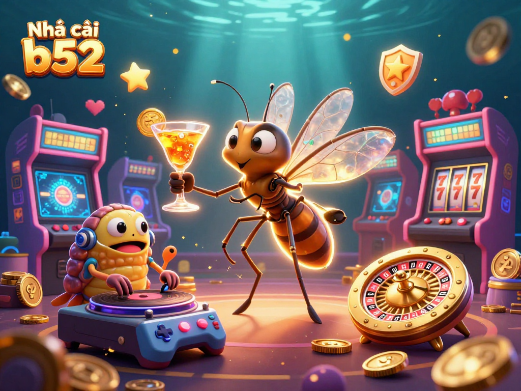 Engage in fun at Nhà cái b52 with vibrant casino elements and lively characters.