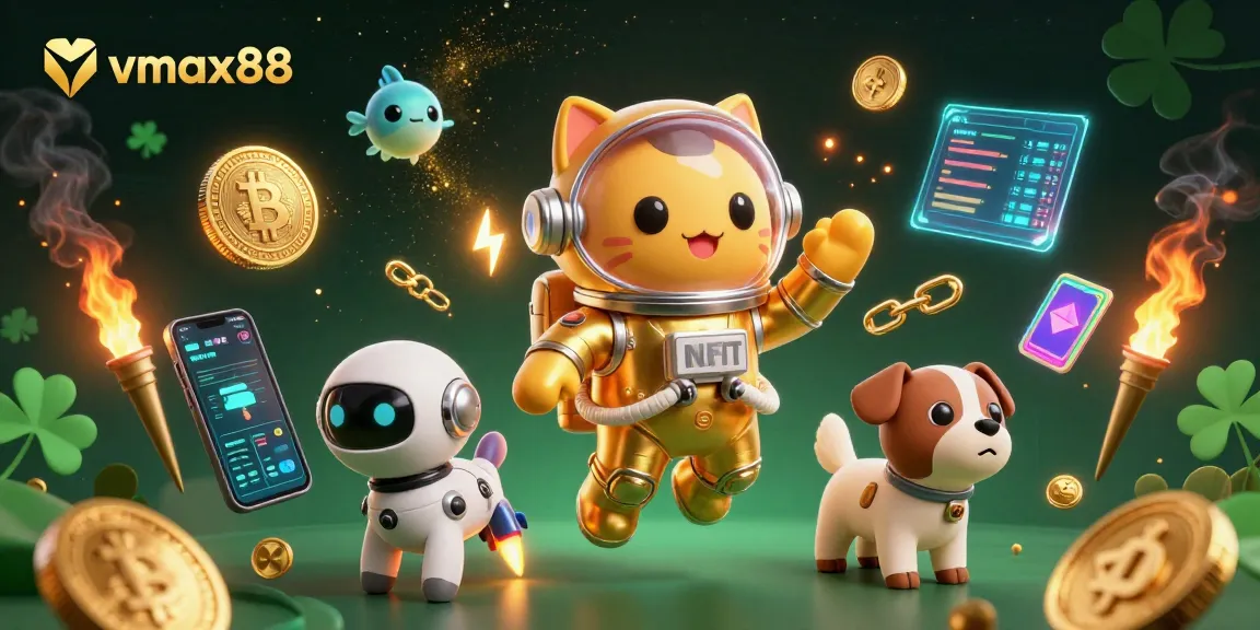 Experience top-tier gaming action with vmax88's innovative casino platform filled with vibrant characters and dynamic gambling elements.