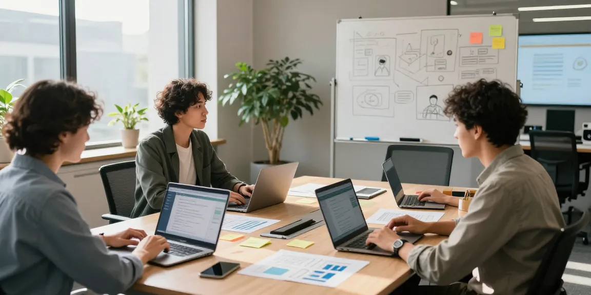 Team using WPS Office for collaborative project management in a modern workspace.