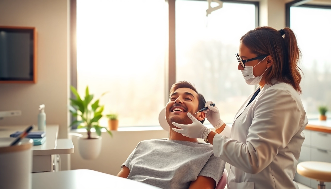 Engaging scene of Minnesota dentists examining a patient in a welcoming dental office.