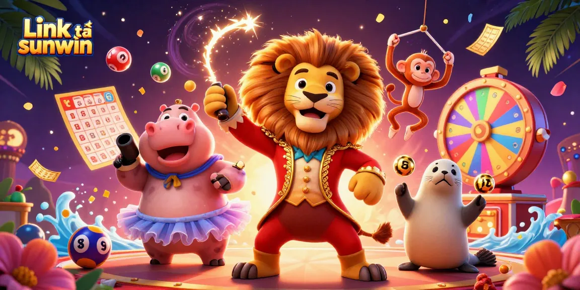 Experience the excitement of Link tải sunwin with vibrant casino-themed characters and elements in a lively scene.