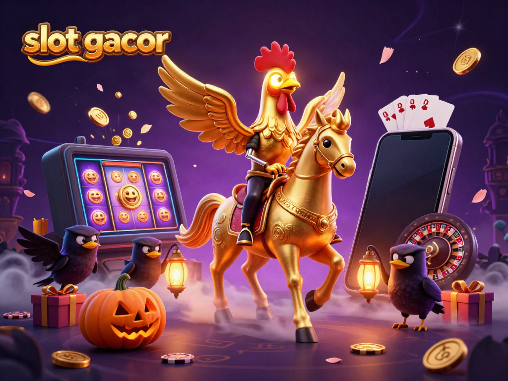 Experience thrilling wins with slot gacor in a vibrant midnight casino scene.