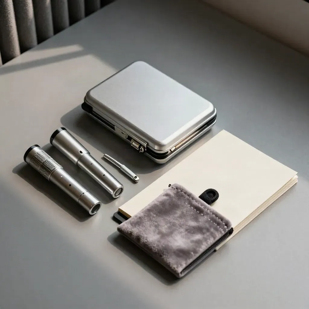 Top-down sync pack with stem drives, cut cases and a hard-shell file kit on pewter.