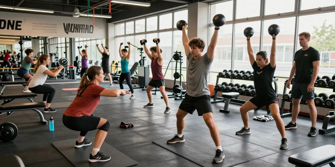 Athletic individuals training at the Astera Steroid Shop's fitness center, showcasing dedication and energy in a bright gym.