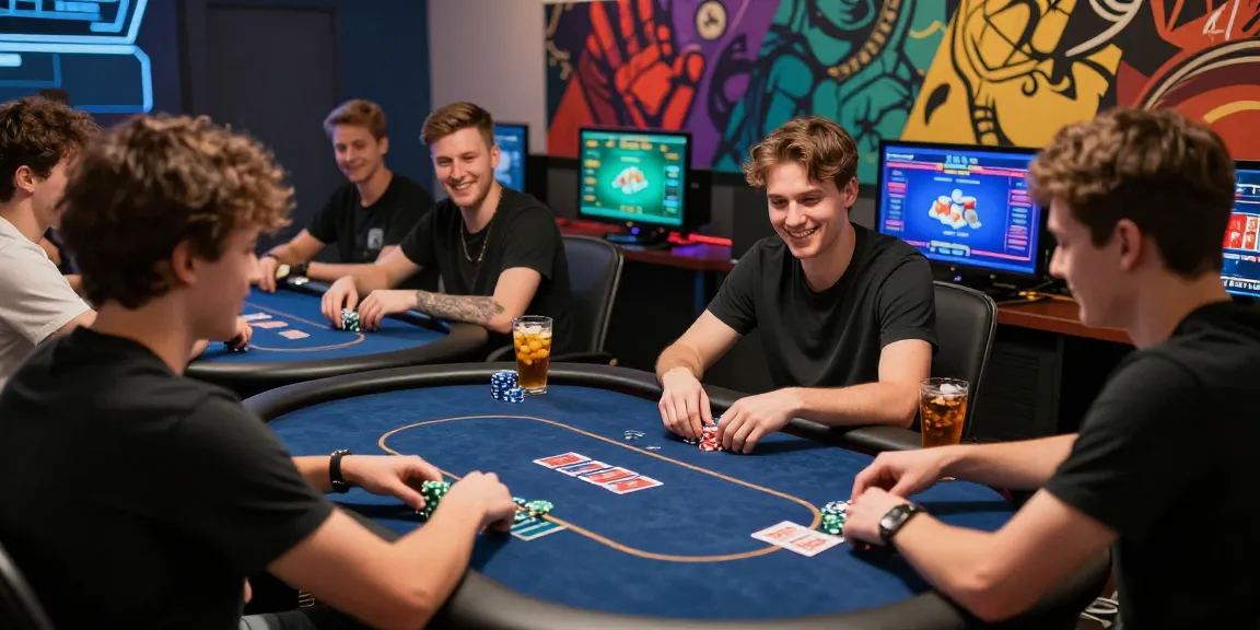 Playful poker game among friends on Poker88 platform, vibrant atmosphere.
