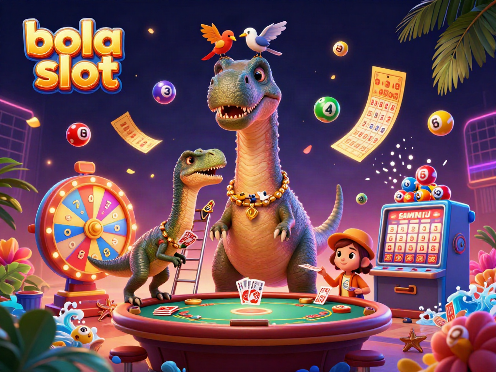 Spin vibrant bola slot games and unleash exciting rewards in this lively casino illustration.