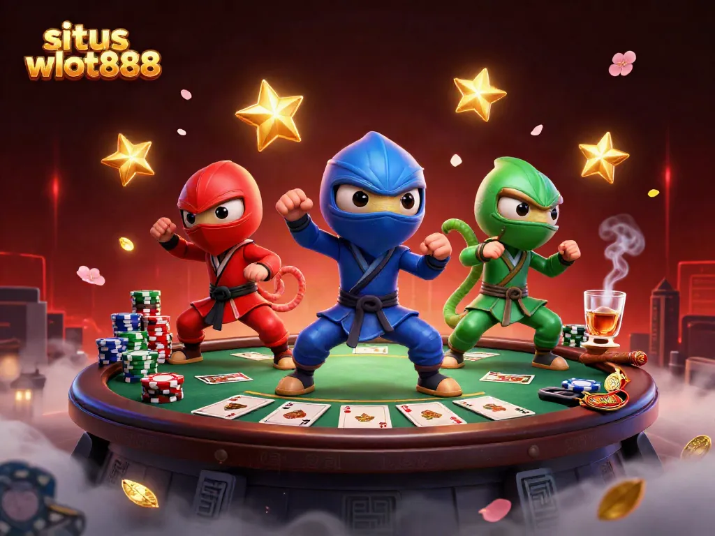 Permainan mendebarkan di situs wslot888 dengan ninja chameleon yang beraksi dan elemen poker yang megah.