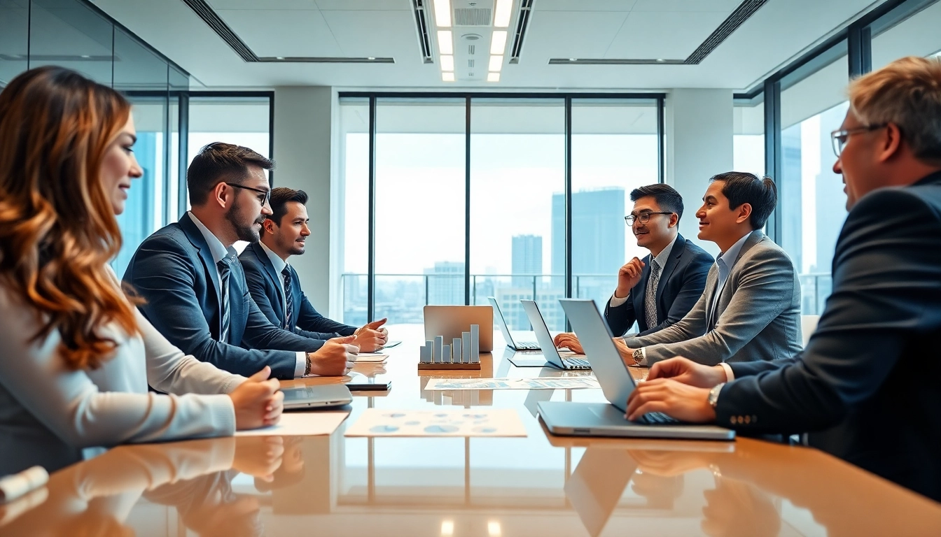 Consider the best merchant cash advance uk no credit check with experts strategizing financial solutions in a modern office.