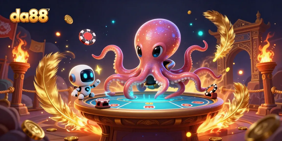 Engage with da88's vibrant alien casino scene featuring exciting holographic poker elements.