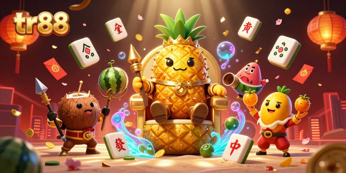 Engage with tr88 in a vibrant 3D casino scene featuring playful characters and dynamic gaming elements.