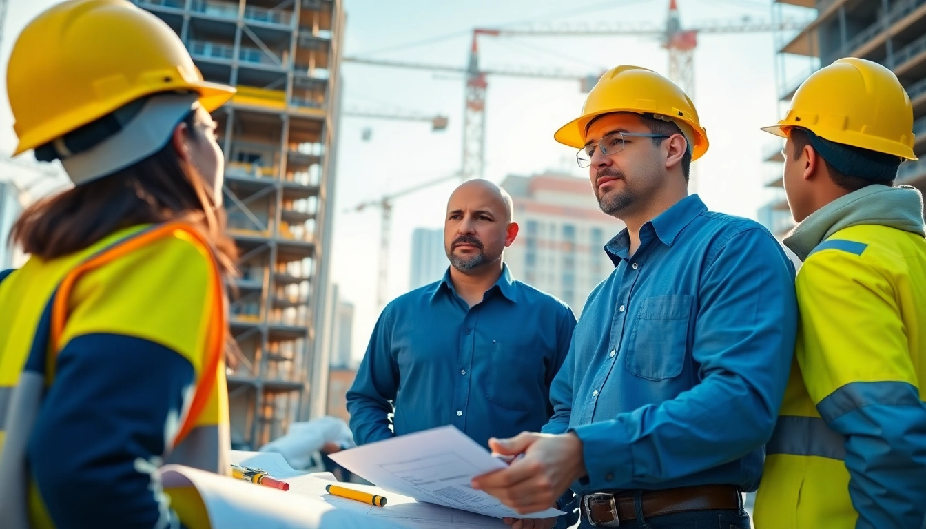 New York City General Contractor managing a modern construction site with vibrant energy.
