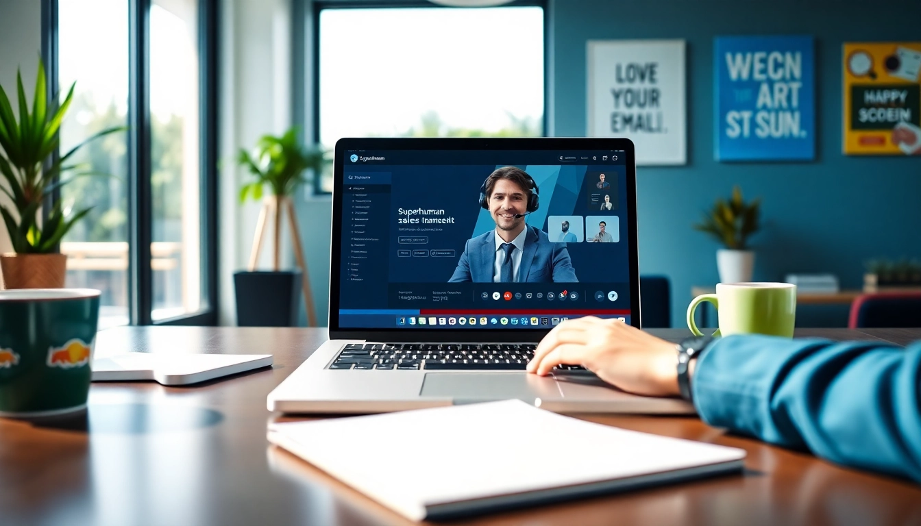 Enhance productivity with Superhuman for sales tool in a modern office setting.