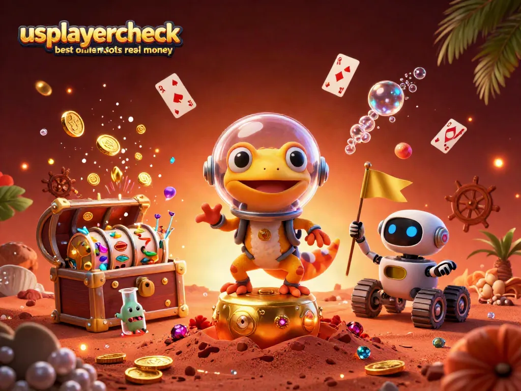 Win big with usplayercheck best online slots real money in a vibrant 3D casino scene.