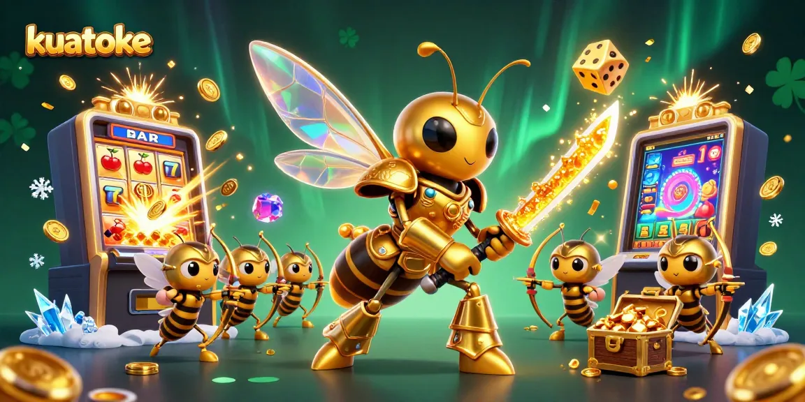Engage with kuatoke's thrilling slot games as the golden hornet and bee archers celebrate jackpots and wins.