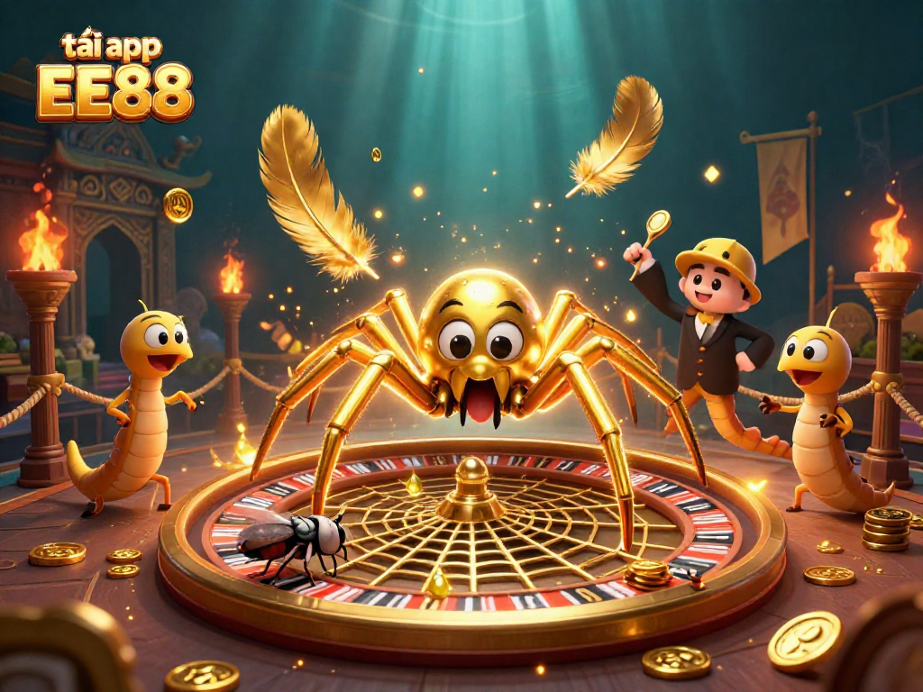 Place bets and win big with tải app EE88 in this vibrant casino-themed illustration.