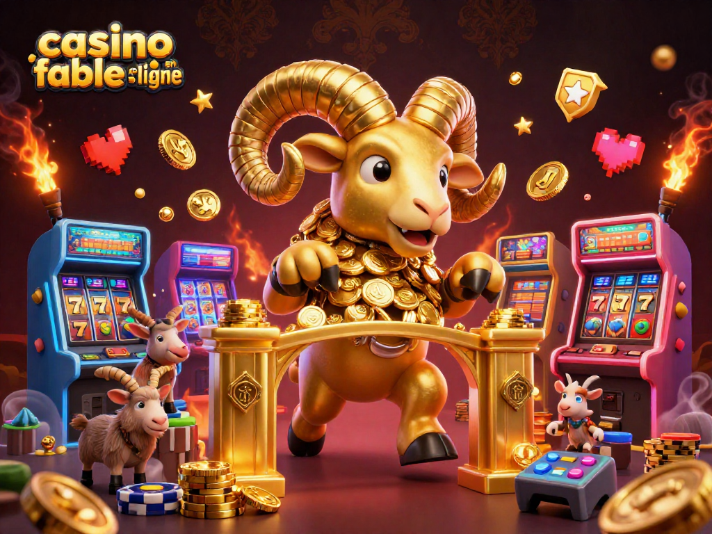 Découvrez un casino fiable en ligne avec un bélier doré et des machines à sous colorées, intercalaire dynamique.