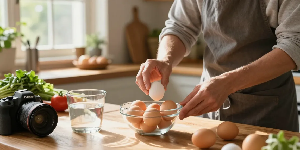 Memeriksa kesegaran telur menggunakan metode Egg Float Test Sumber dari NAGA2000 di dapur yang nyaman.