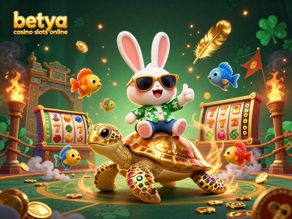 Experience excitement with betya casino slots online featuring a lucky rabbit and golden sea turtle in action.