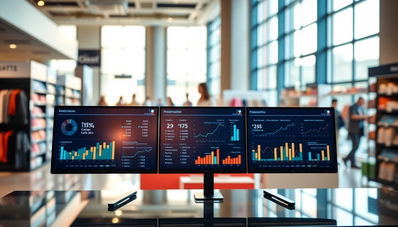 Dynamic retail video analytics insights displayed in a modern retail environment.