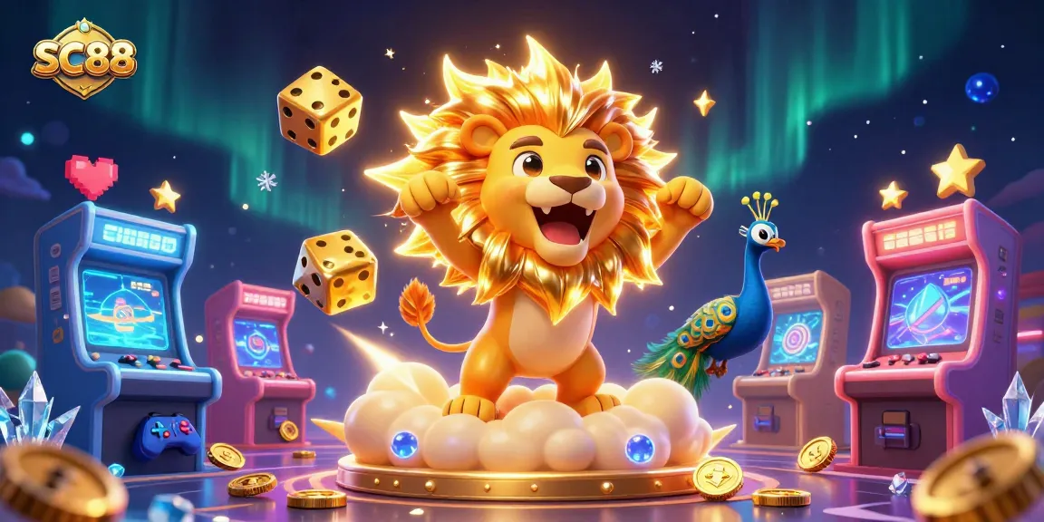 Engage in thrilling gameplay at SC88 with an electrifying casino atmosphere featuring a roaring lion and stunning visuals.