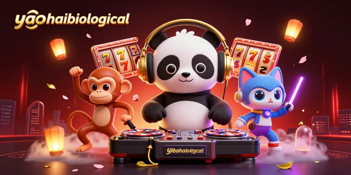 Engaging scene of yaohaibiological with a DJ panda spinning slots, a breakdancing monkey, and a glow-stick kitten