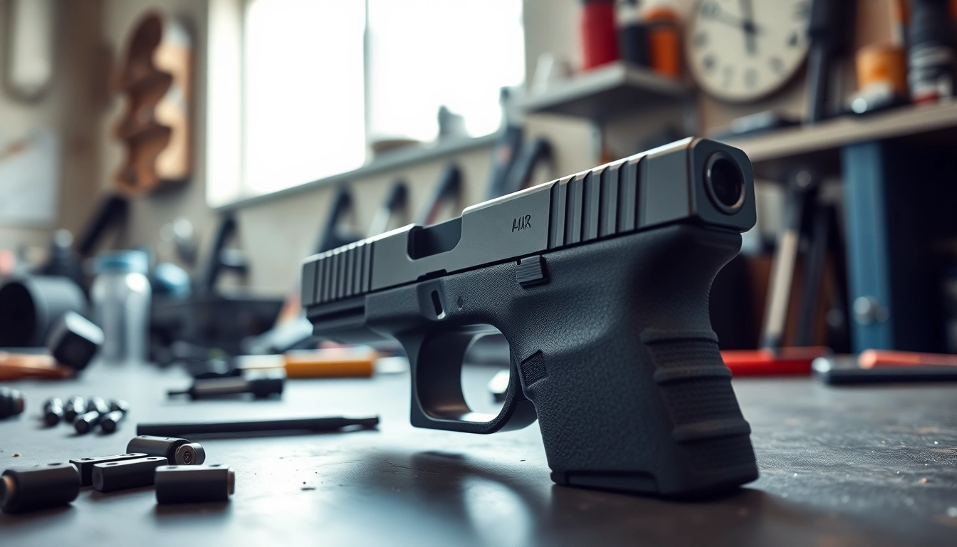 Showcasing the glock 17 slide oem in a precision-engineered workshop environment.