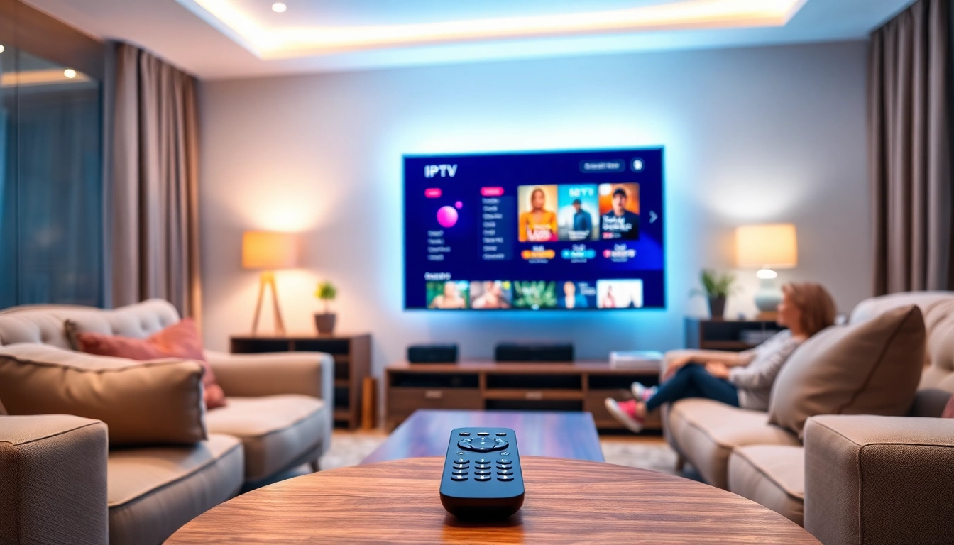 Experience FREE IPTV Trial with cozy living room setup showcasing modern streaming.